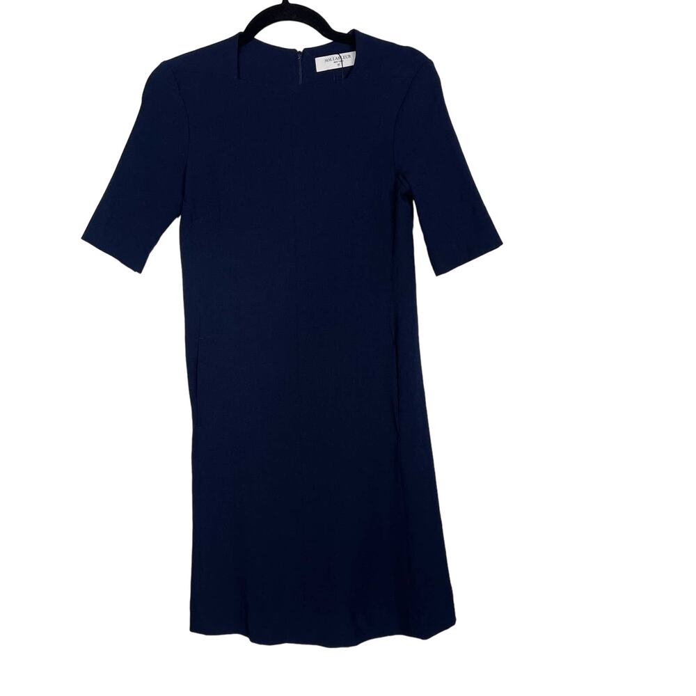 New MM Lafleur Size 0P Galaxy Blue Emily A Line Dress Elbow Sleeve Square Neck